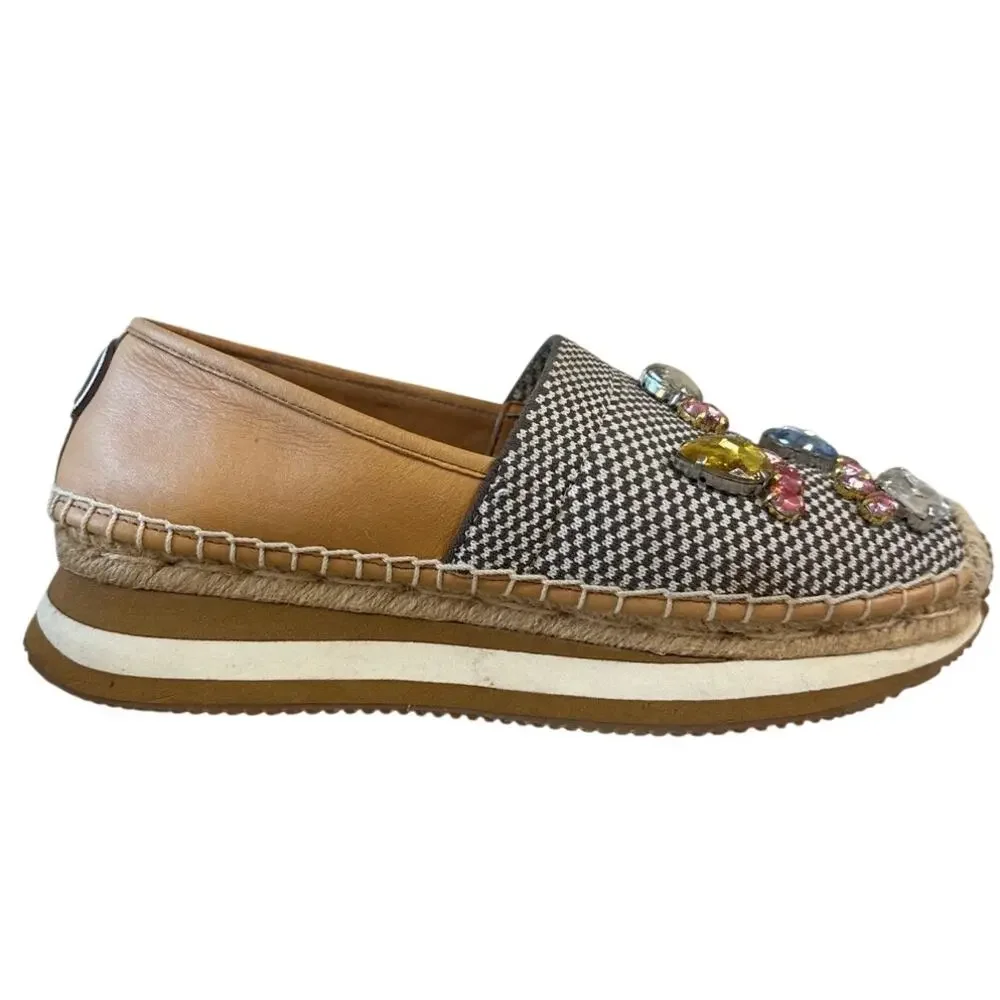 Tory Burch Crystal Daisy Espadrilles Jeweled Slip On 6.5